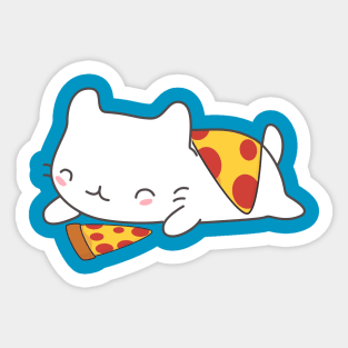 Cute Cat Loves Pizza T-Shirt Sticker